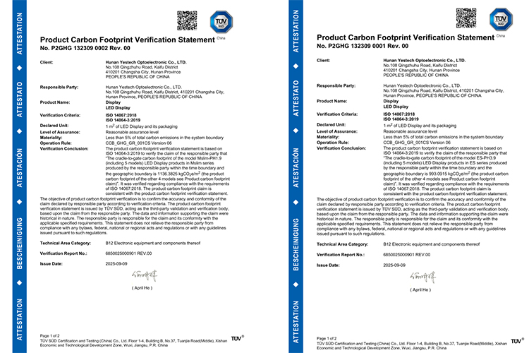 YES TECH Products Achieve T&Uuml;V S&Uuml;D Carbon Footprint Verification
